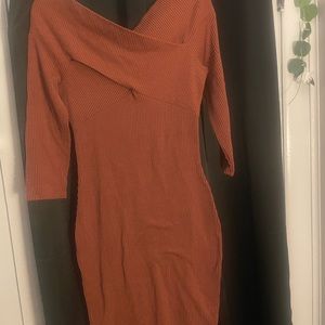 Fashion Nova Ribbed Off-the-shoulder Sweater Dress Size Large